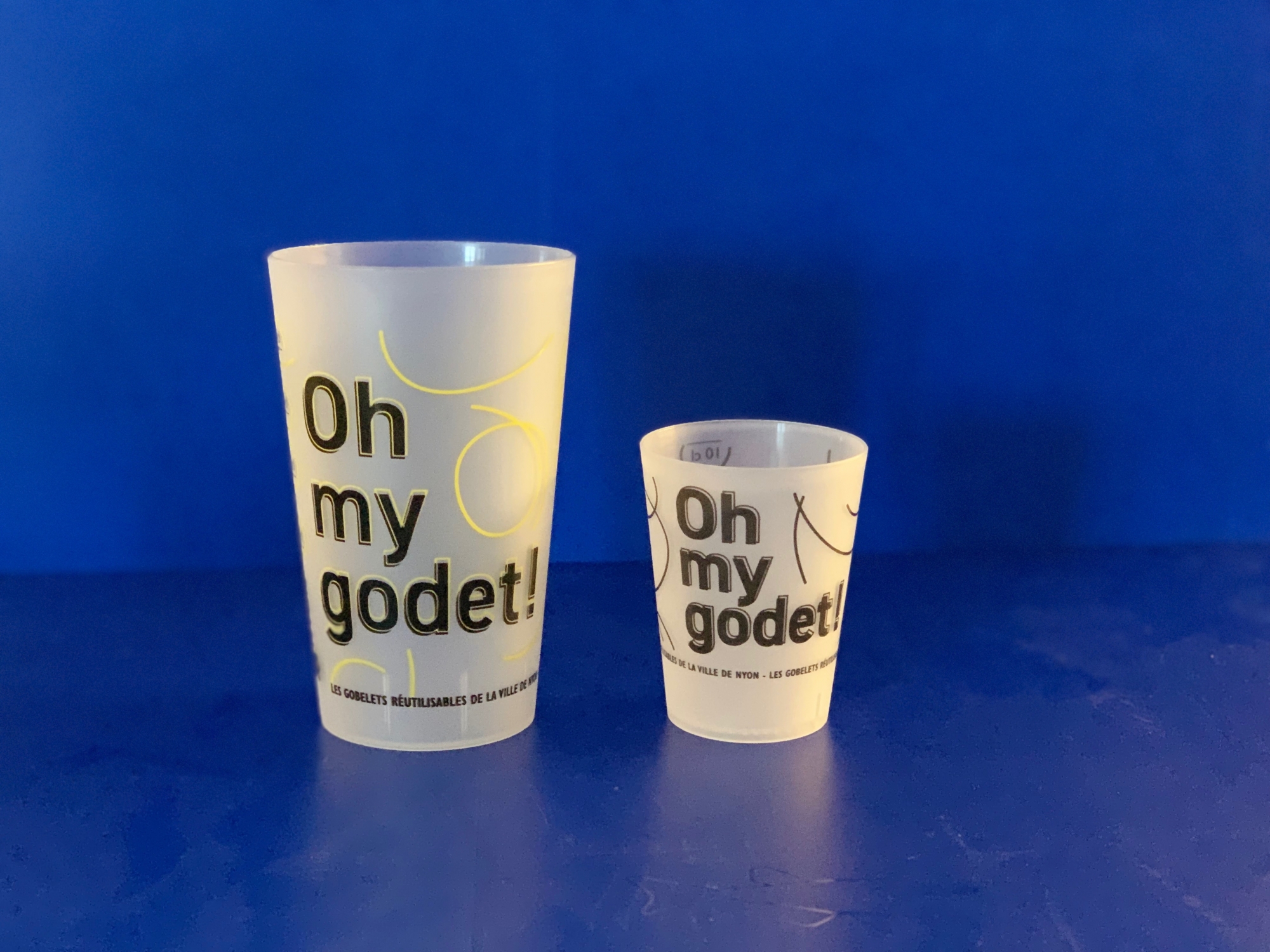 "Oh my godet!": les goblets réutilisables destinés aux manifestations nyonnaises.