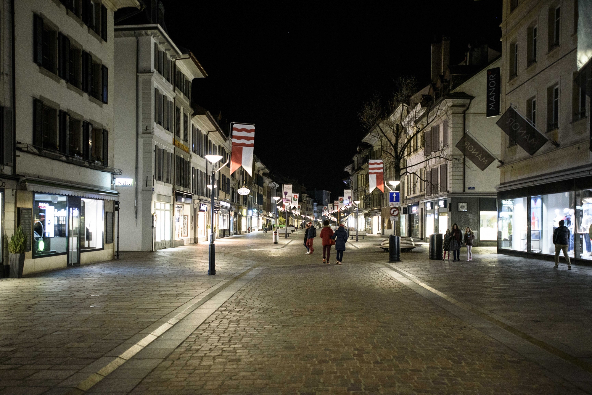 La Grand-Rue de Morges est malheureusement restée allumée ce samedi soir. 