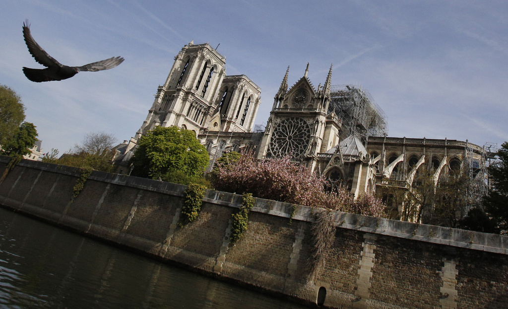 La charpente de la cathédrale a péri dans les flammes.