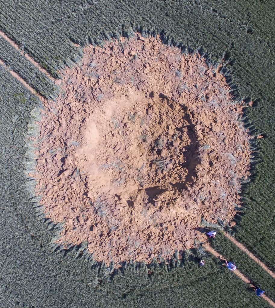 L’explosion, qui a eu lieu dans un champ de maïs, a creusé un cratère de 10 mètres de large et de 4 mètres de profondeur.