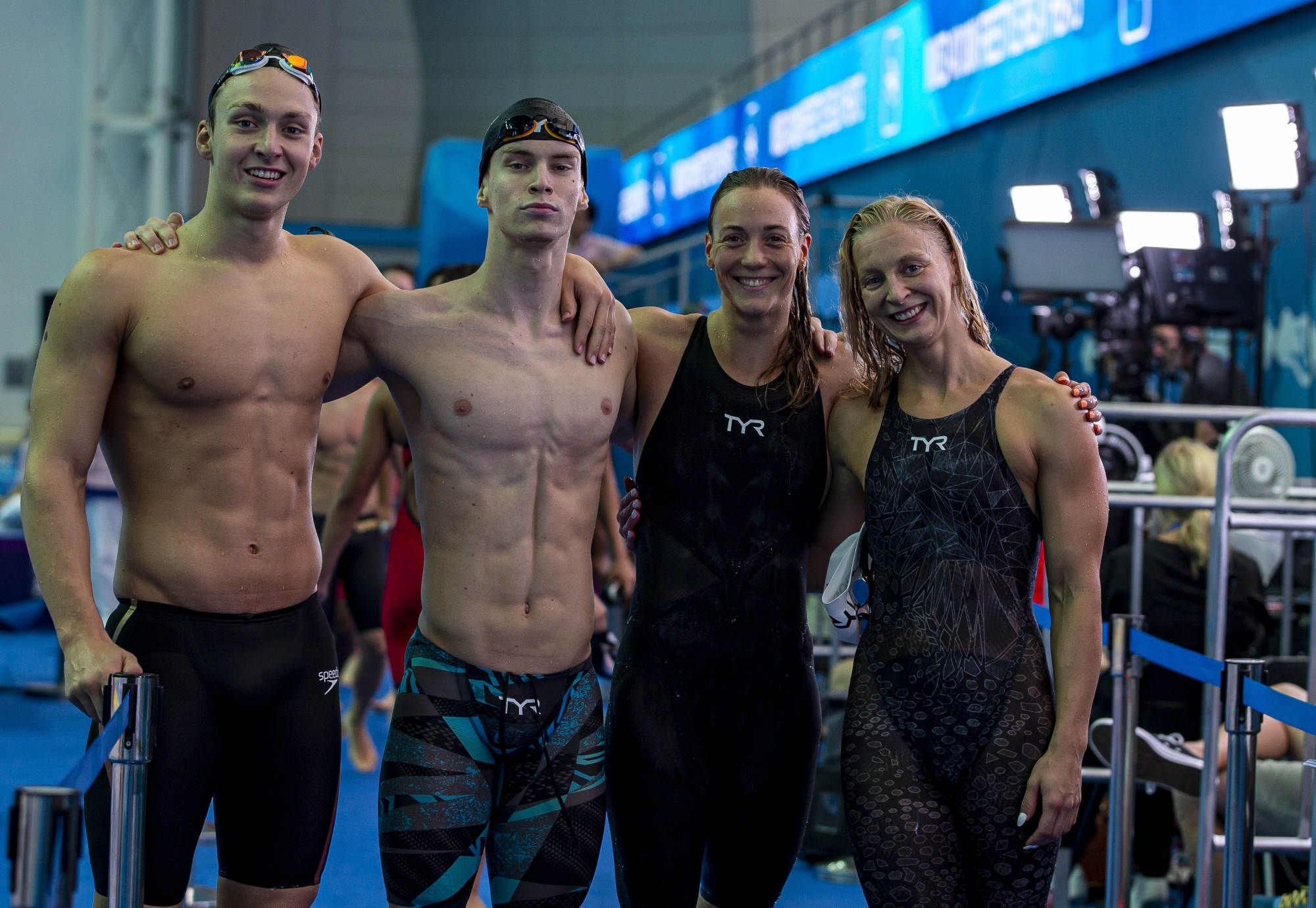 Pas de qualification olympique mais toujours le sourire pour Noémi Girardet (3e depuis la gauche) ici en compagnie d'Antonio Djakovic, Roman Mityukov et Maria Ugolkova. 