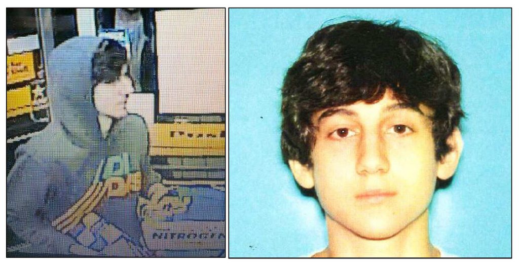 This image provided by the Boston Regional Intelligence Center shows Dzhokhar A. Tsarnaev, identified by the FBI as suspect number 2, in the Boston Marathon bombings. Authorities say Tsarnaev is still at large after he and another suspect ? both identified to The Associated Press as coming from the Russian region near Chechnya ? killed an MIT police officer, injured a transit officer in a firefight and threw explosive devices at police during their getaway attempt in a long night of violence into the early hours of Friday, April 19, 2013. The second suspect, who has not yet been identified, was killed in a shootout with police. (AP Photo/Boston Regional Intelligence Center)