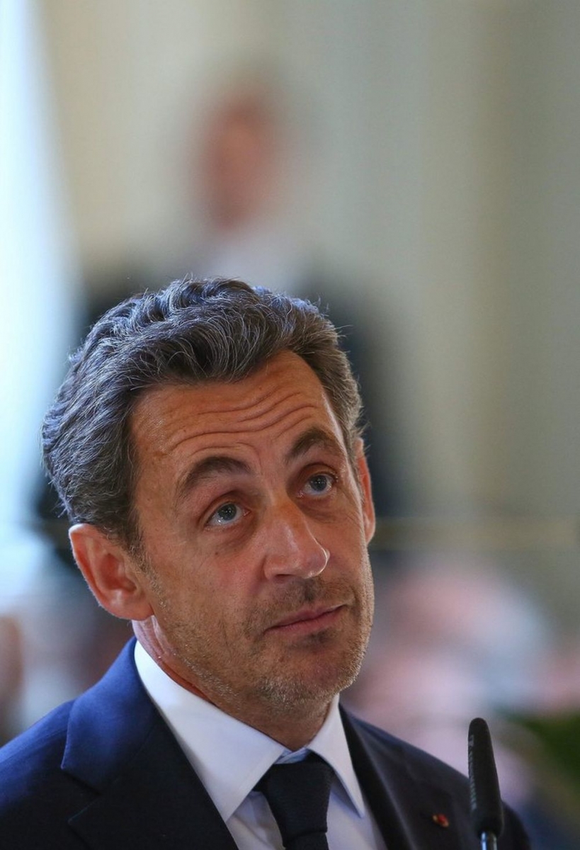 Nicolas Sarkozy en conférence de presse à Bruxelles.
