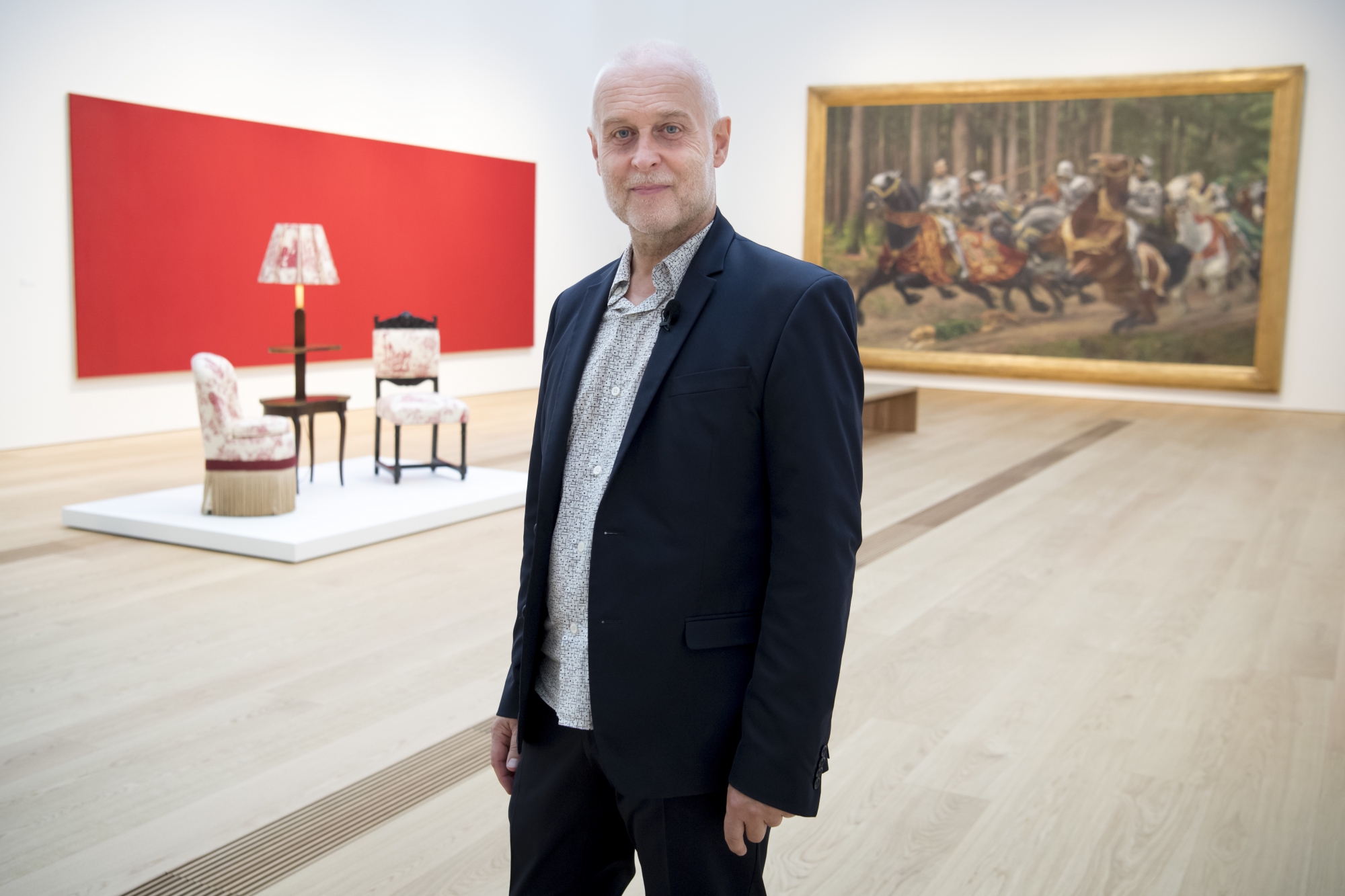 Bernard Fibicher, directeur du MCBA, lors de la présentation de la première exposition.