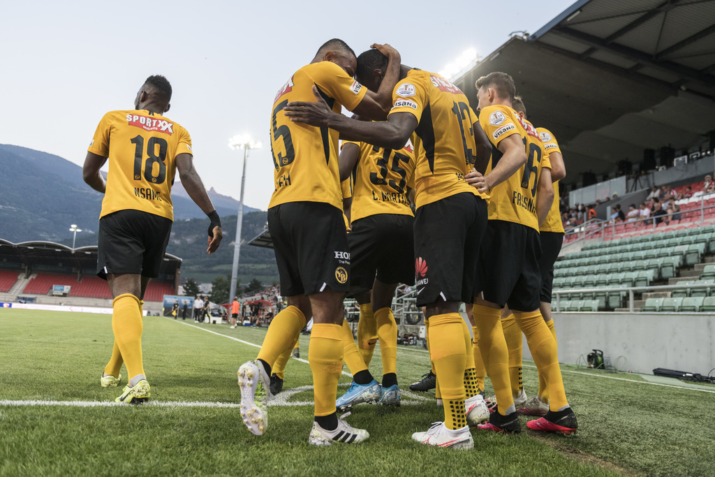 Les joueurs de Young Boys célèbrent le 1-0 contre Sion à Tourbillon.