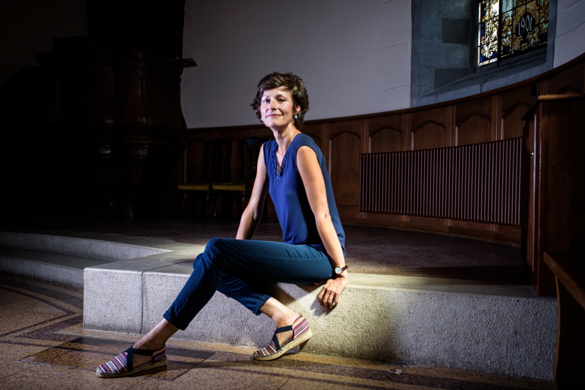 Marijana Mijanovic dans le temple de Prangins, où se dérouleront les concerts avec les jeunes solistes les 3 et 4 octobre.