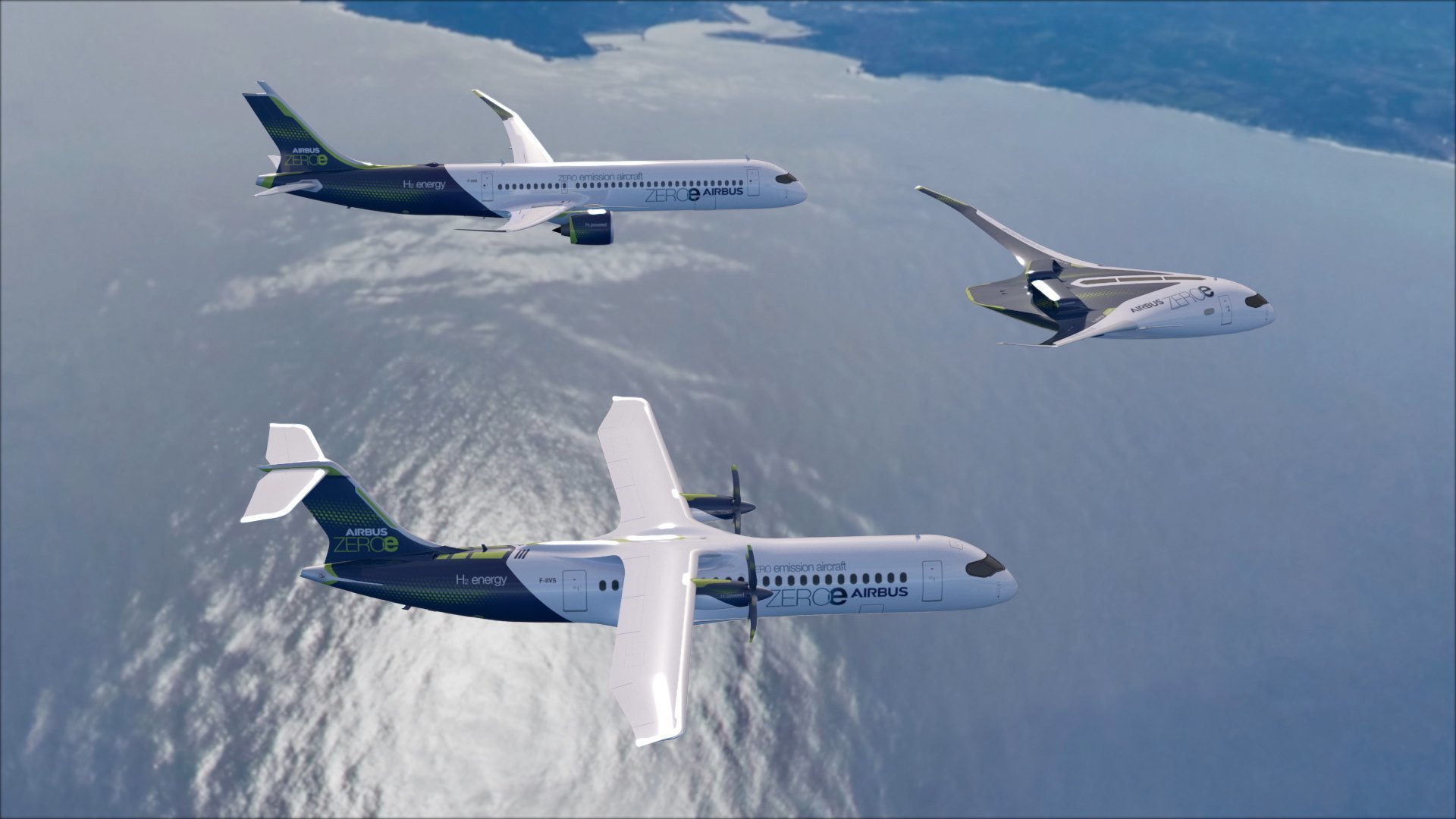 Airbus a dévoilé trois concepts d'avion à hydrogène.