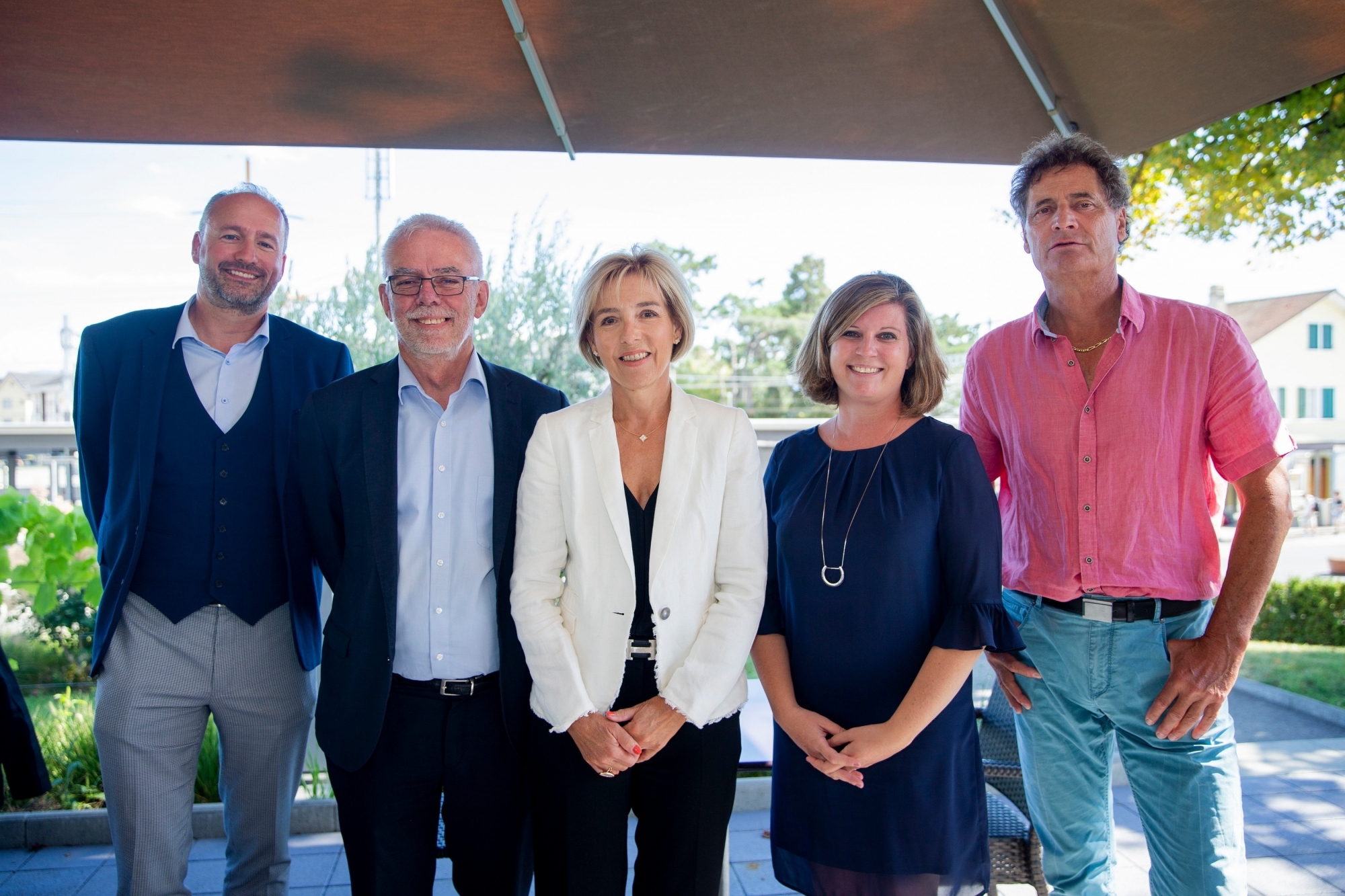Les candidats du GDG, de gauche à droite: Gilles Davoine, Gérald Cretegny, Isabelle Monney, Christelle Giraud et Thierry Genoud.